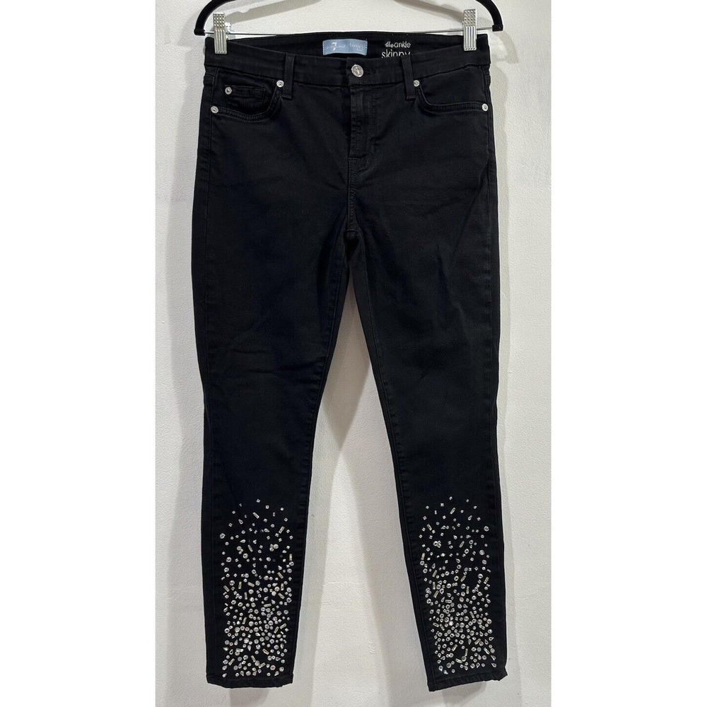 7 For All Mankind Women The Ankle‎ Skinny Jeans with Crystal Cuffs jeans Size 29